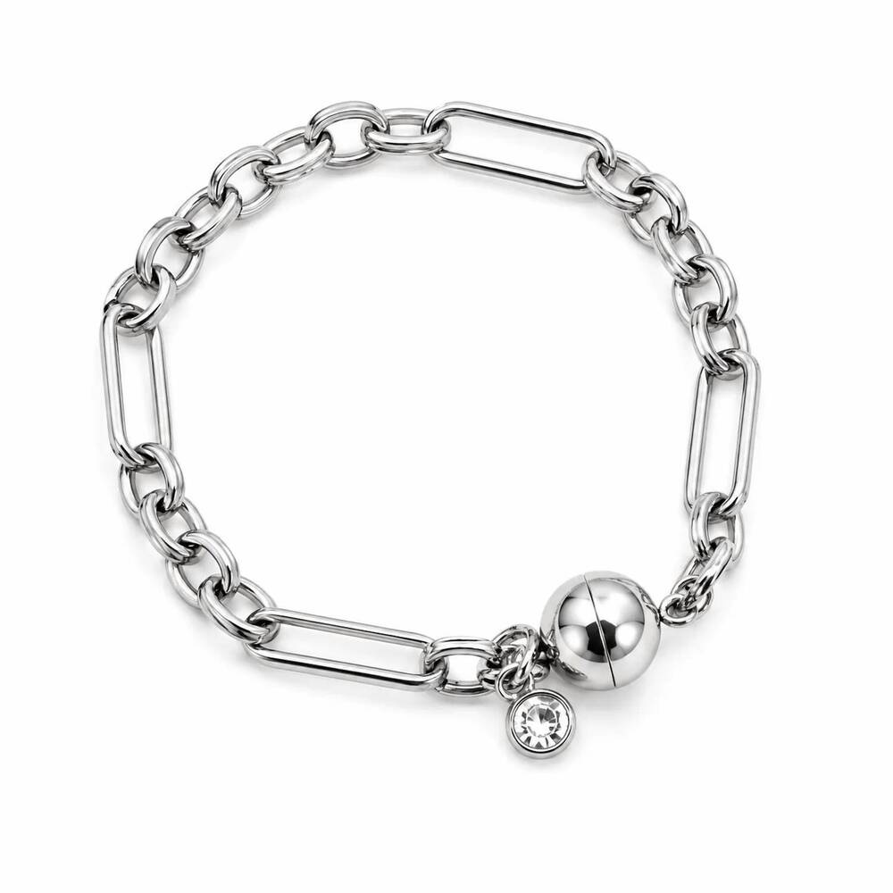 NEW NO WHINING DESIGNING women's bar link magnetic bracelet in silver